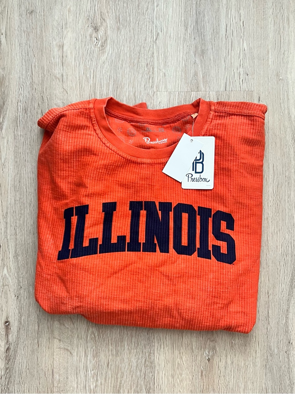 University of Ilinois PressBox Spell Out Sweatshirt Mens XL Wash Pullover Orange